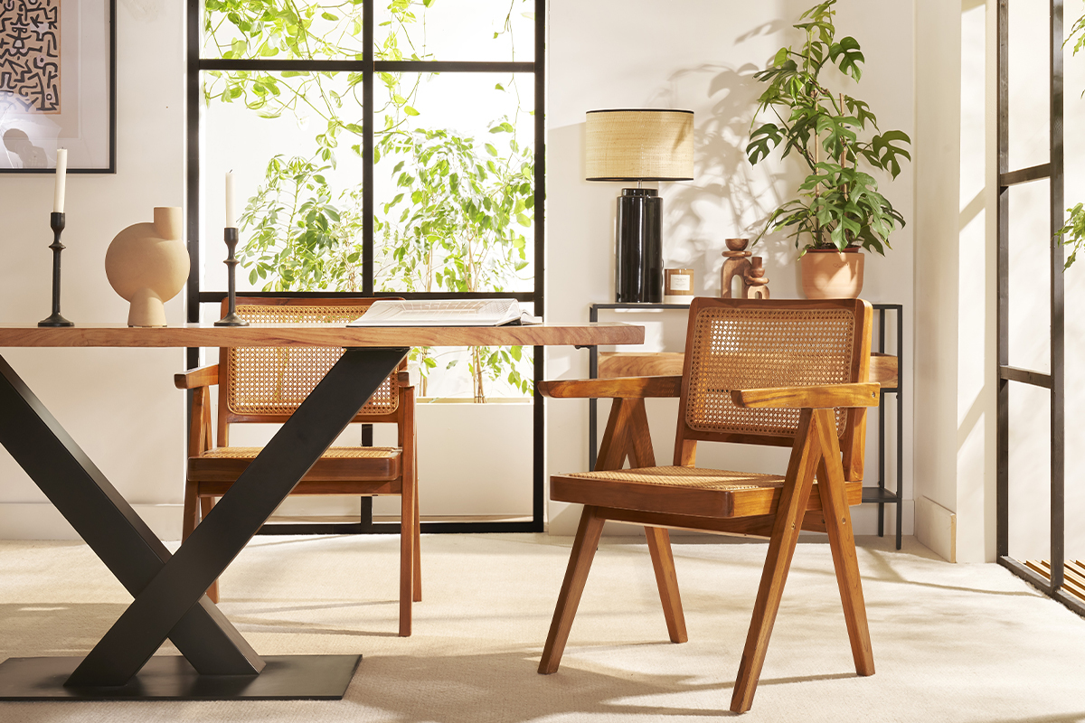 Silla vintage de teca maciza y ratn JANNIE