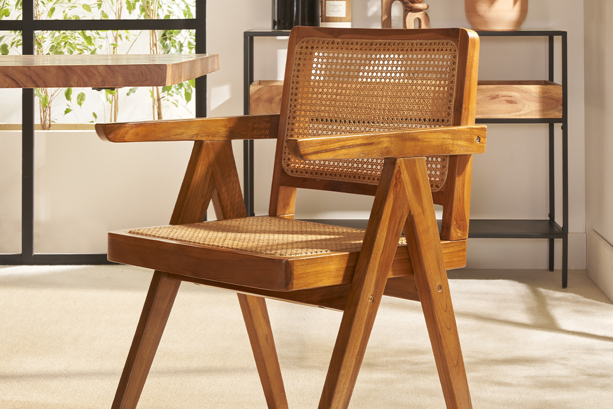 Silla vintage de teca maciza y ratn JANNIE