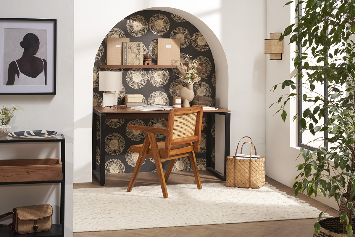 Silla vintage de teca maciza y ratn JANNIE