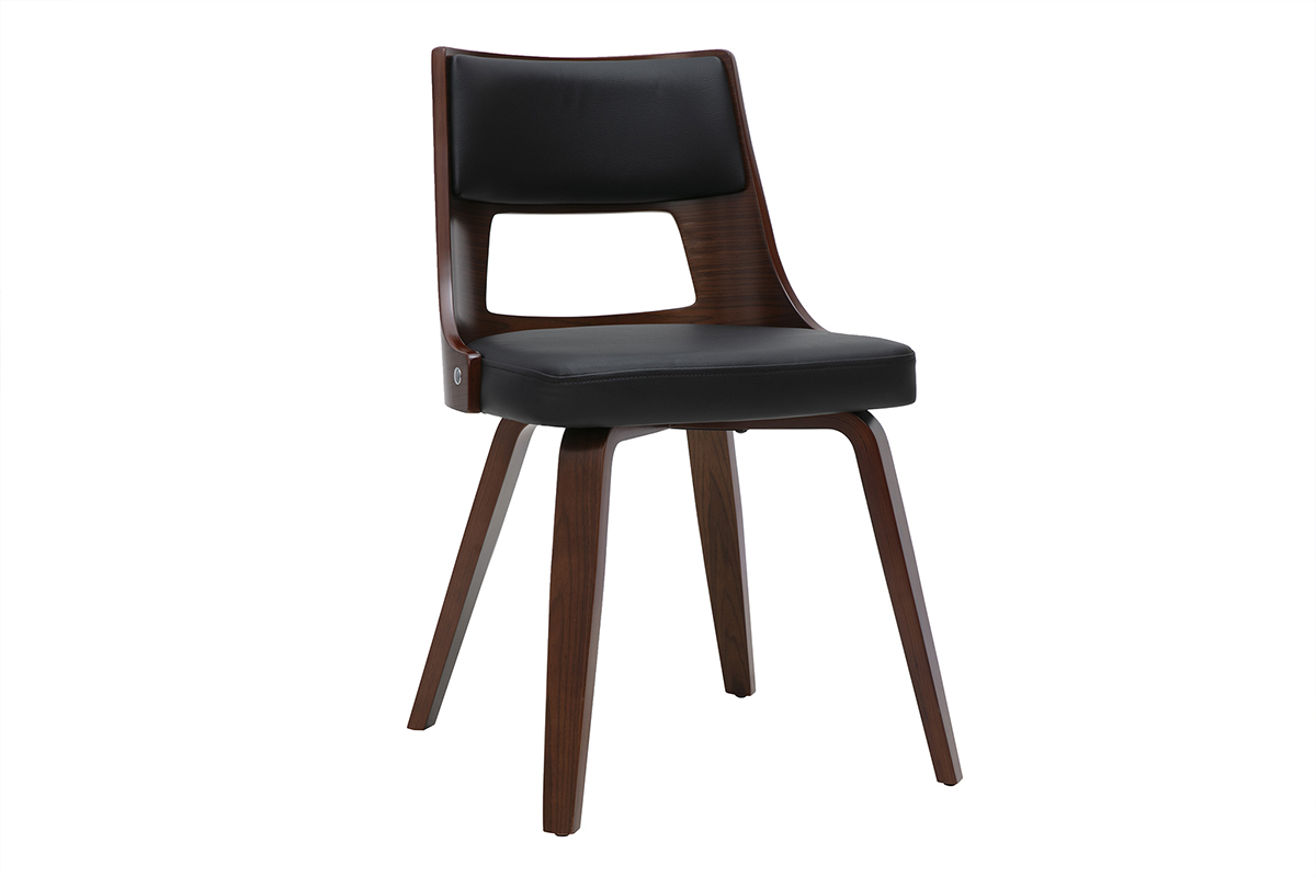 Silla vintage negra y madera oscura GARBO