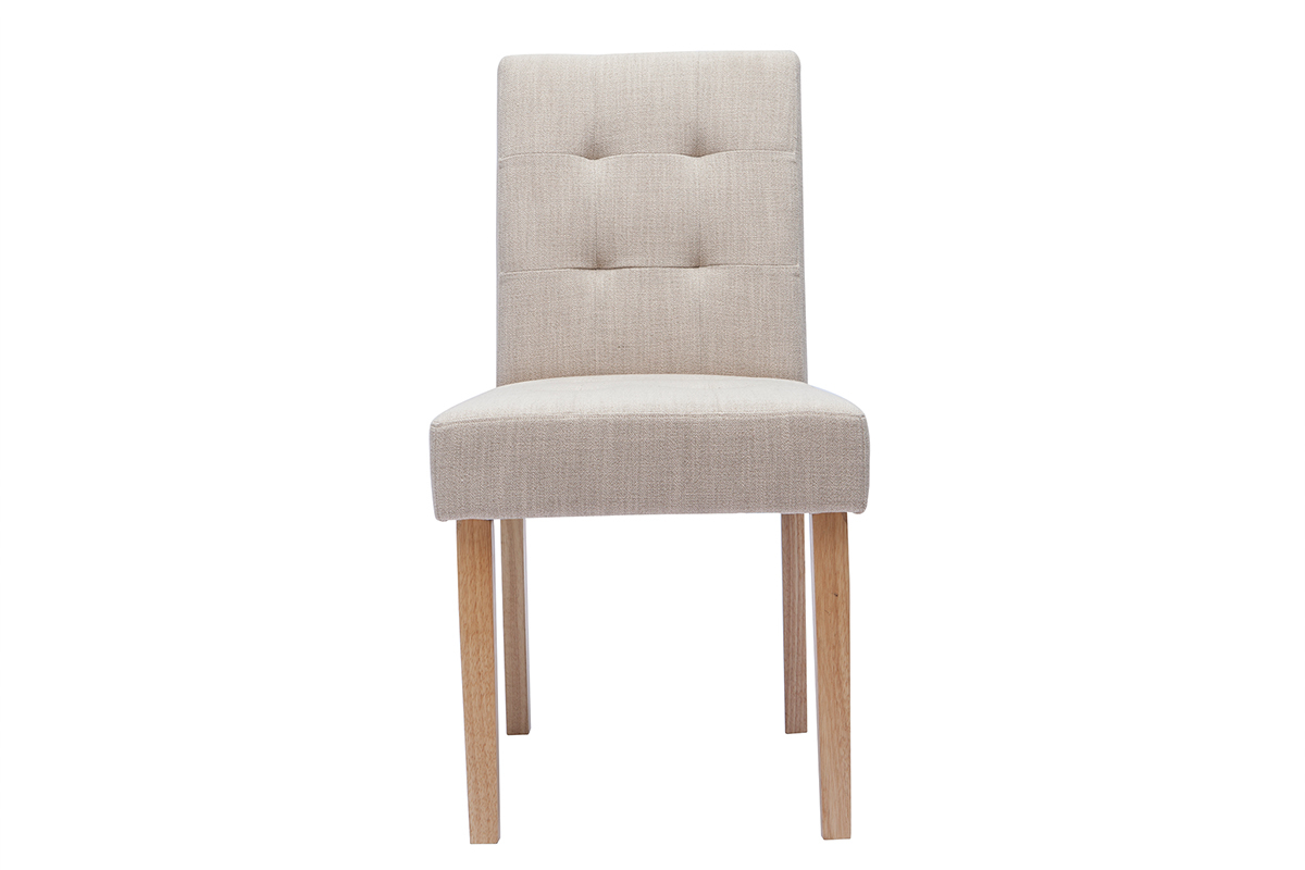 Sillas acolchadas tejido beige natural y madera (set de 2) ESTER