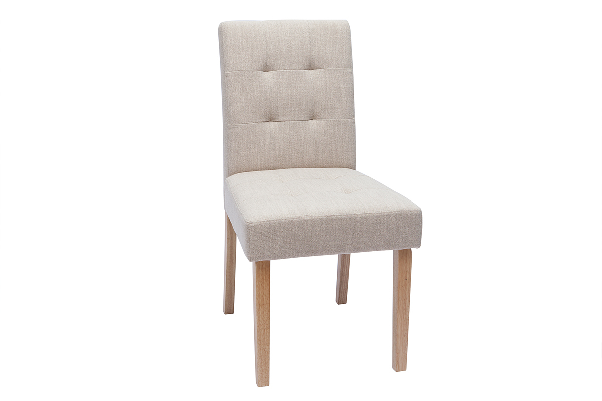 Sillas acolchadas tejido beige natural y madera (set de 2) ESTER