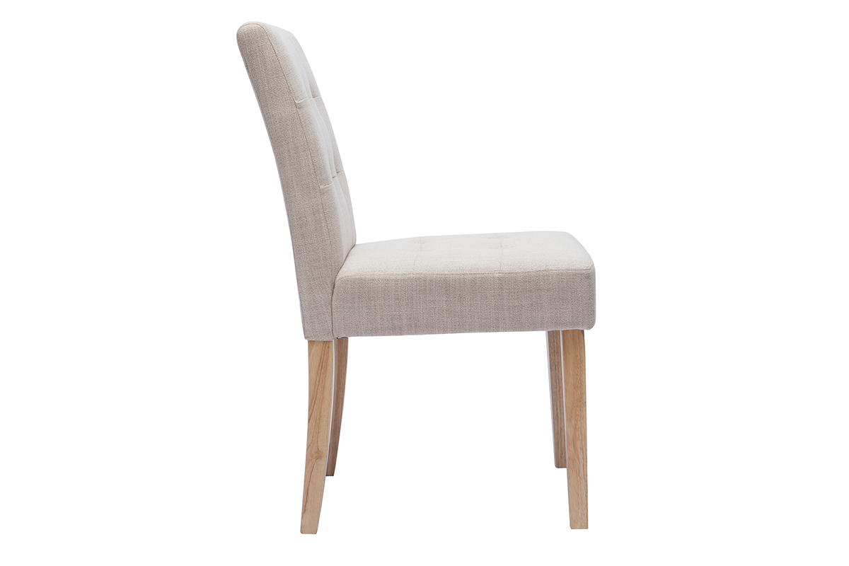 Sillas acolchadas tejido beige natural y madera (set de 2) ESTER