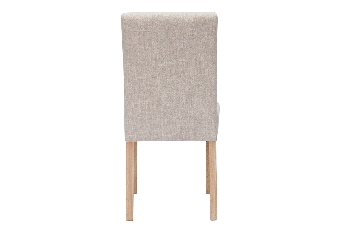 Sillas acolchadas tejido beige natural y madera (set de 2) ESTER