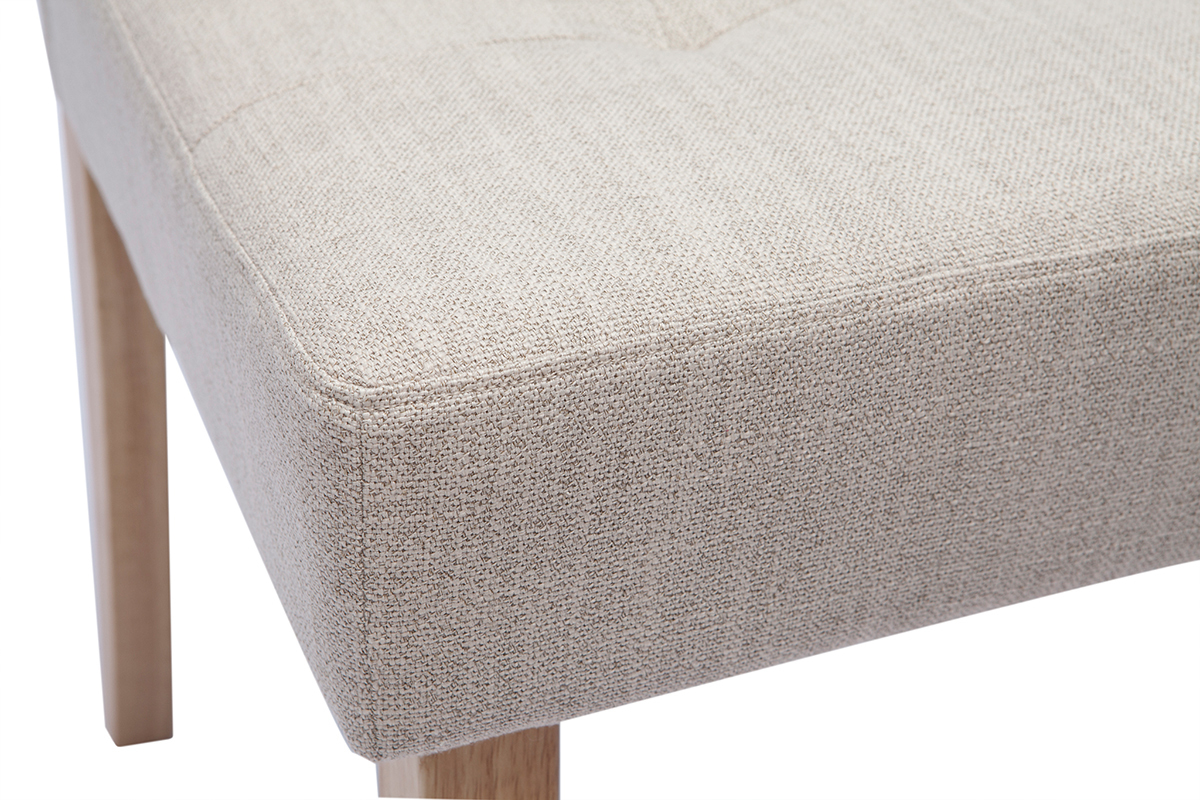 Sillas acolchadas tejido beige natural y madera (set de 2) ESTER