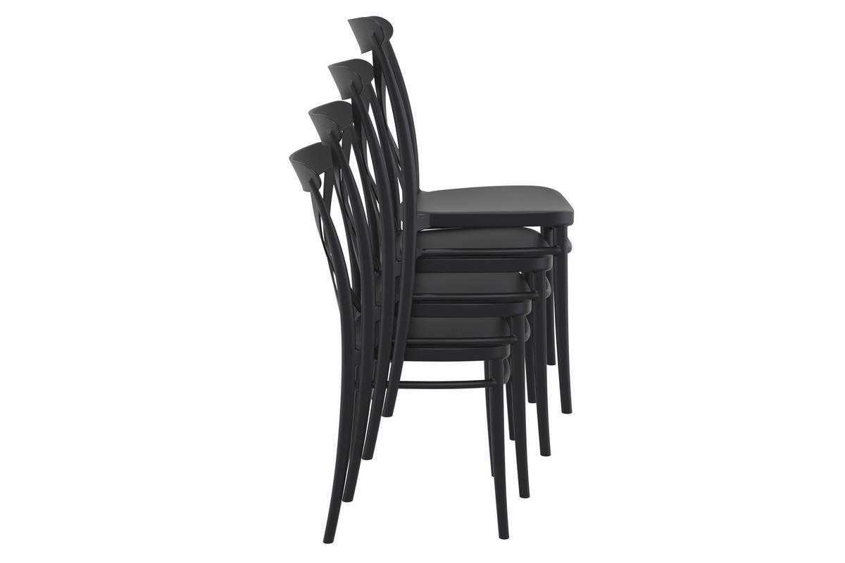 Sillas apilable negras exterior/interior (lote de 4) GERMAIN