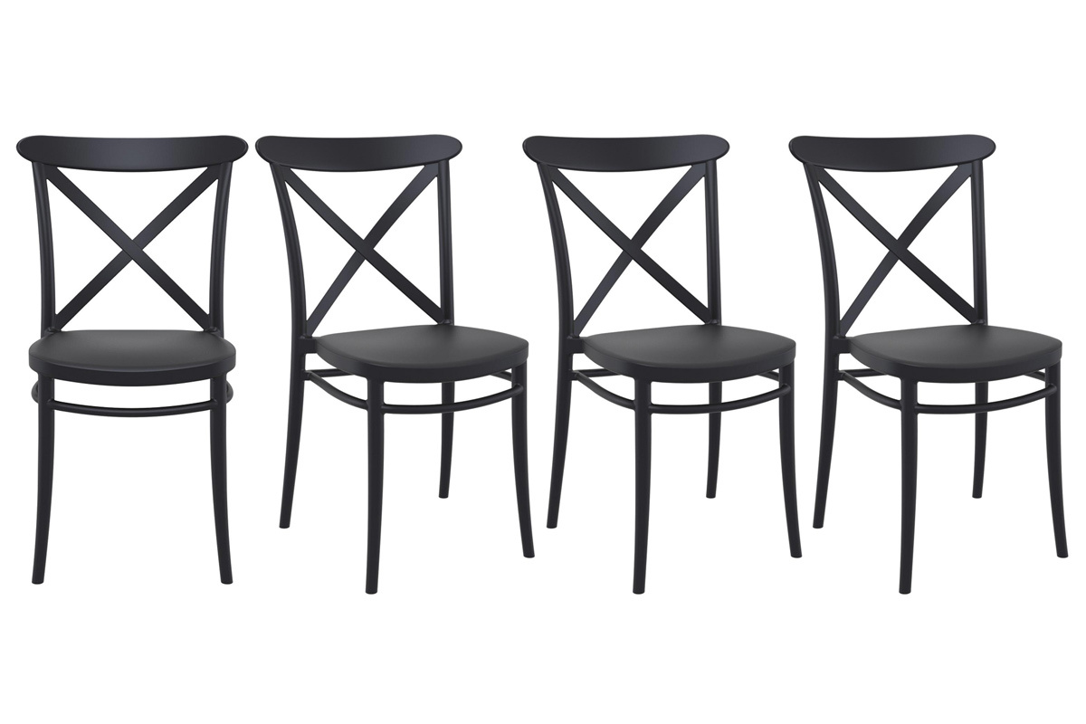 Sillas apilable negras exterior/interior (lote de 4) GERMAIN