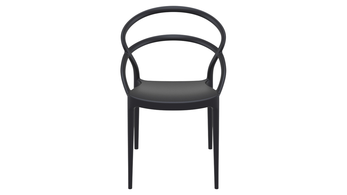 Sillas apilables color negro interior / exterior (lote de 4) COLIBRI