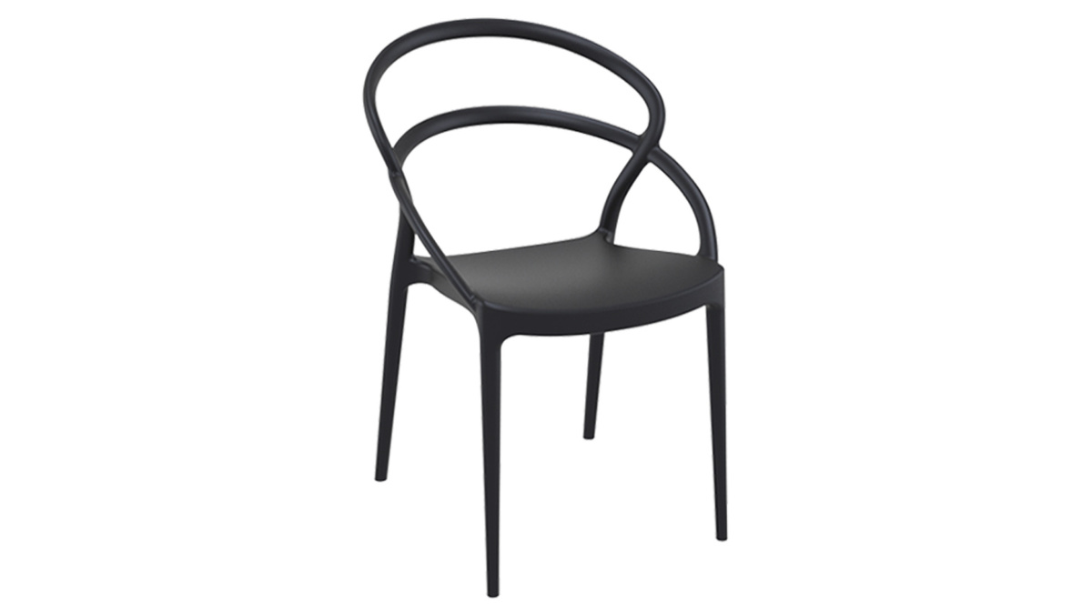 Sillas apilables color negro interior / exterior (lote de 4) COLIBRI