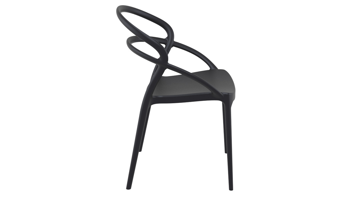 Sillas apilables color negro interior / exterior (lote de 4) COLIBRI