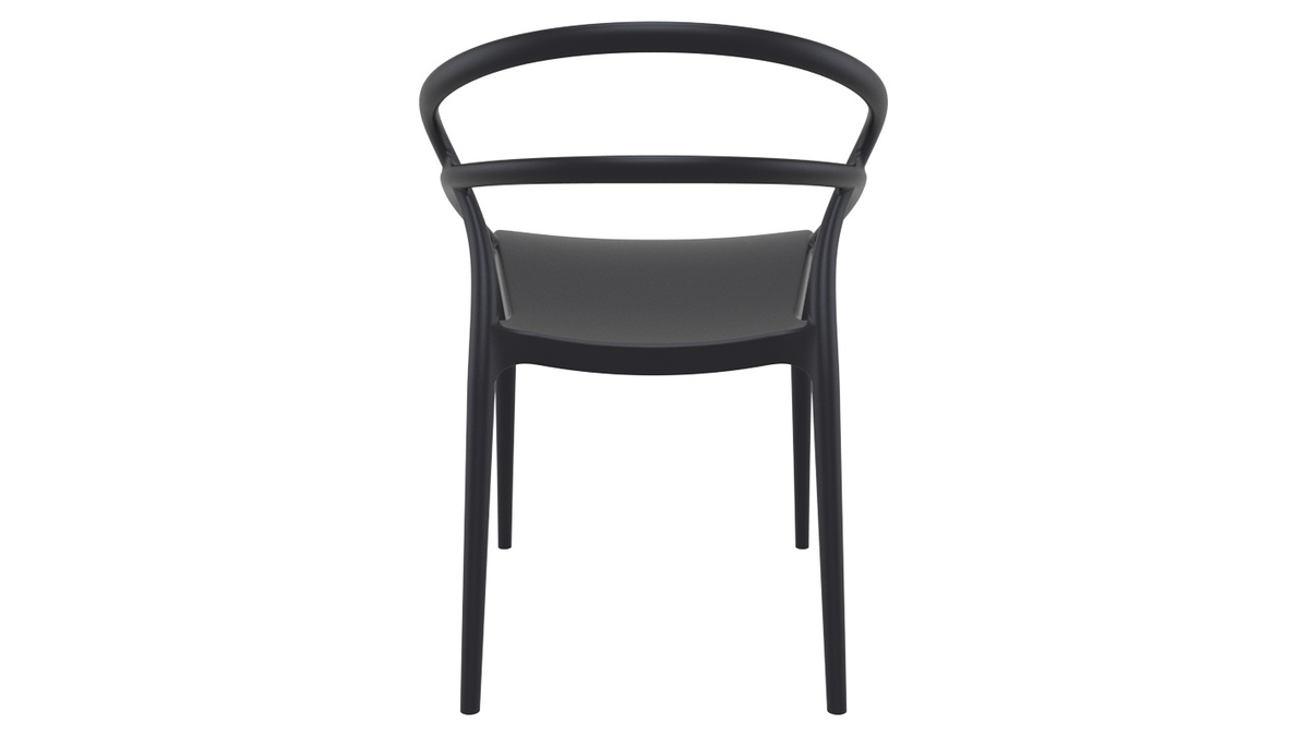 Sillas apilables color negro interior / exterior (lote de 4) COLIBRI