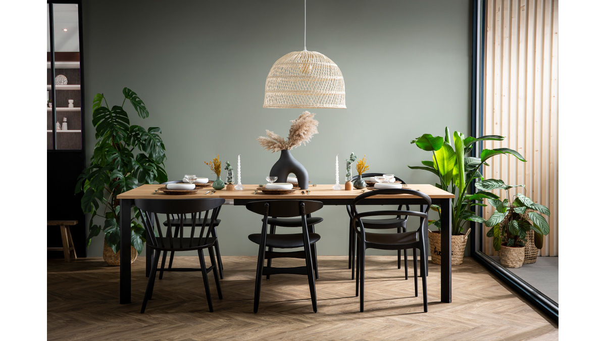 Sillas apilables color negro interior / exterior (lote de 4) COLIBRI