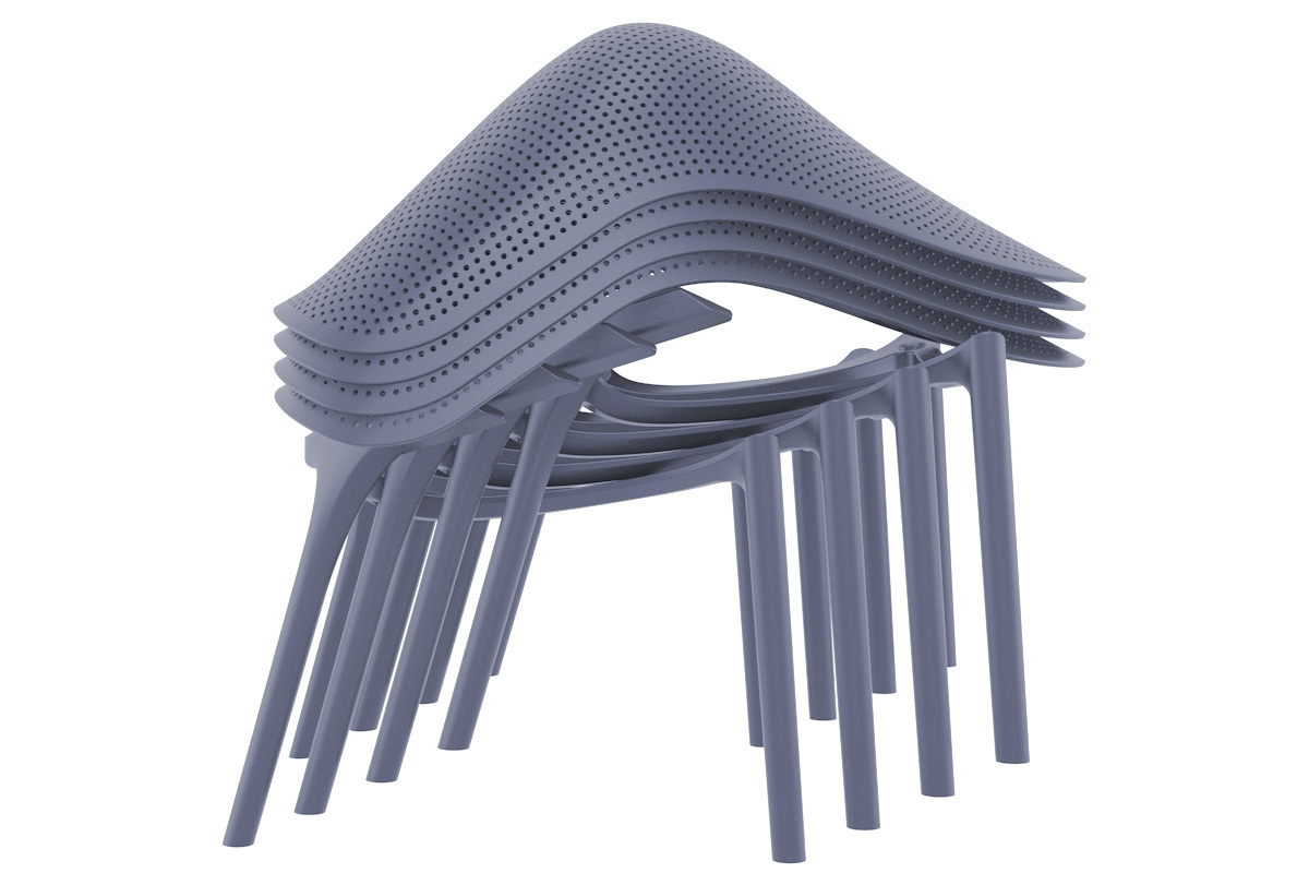 Sillas apilables grises interior / exterior (lote de 4) OSKOL