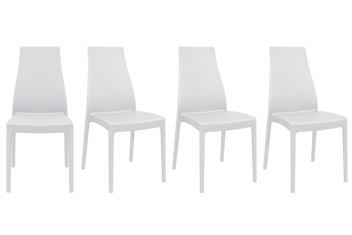 Sillas apilables interior / exterior blancas (lote de 4) CONDOR