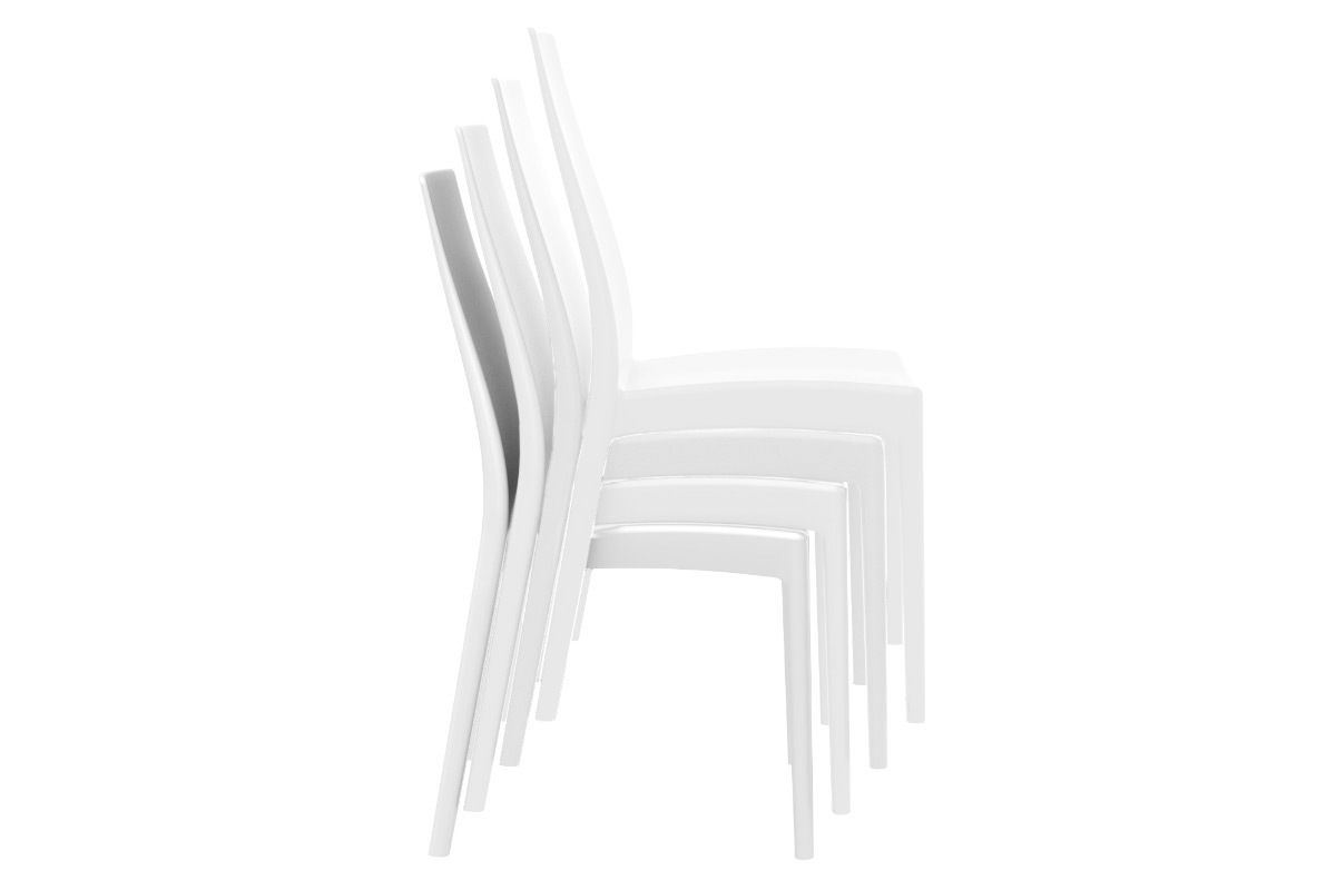 Sillas apilables interior / exterior blancas (lote de 4) CONDOR