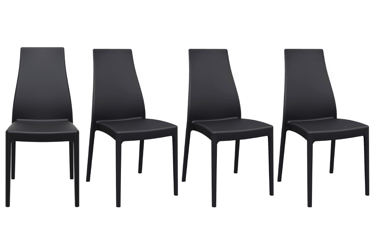 Sillas apilables interior / exterior negras (lote de 4) CONDOR