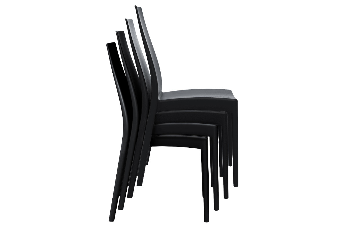 Sillas apilables interior / exterior negras (lote de 4) CONDOR