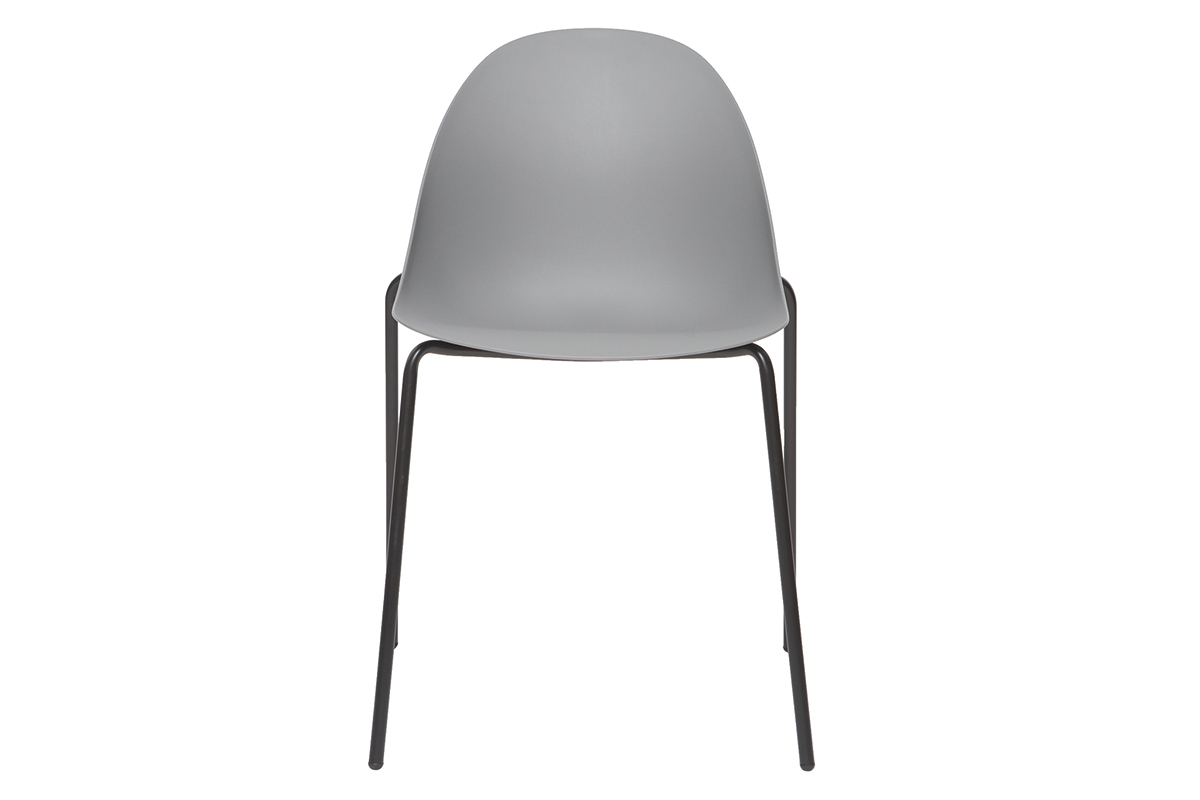 Sillas apilables modernas grises patas metal (lote de 2) CONCHA