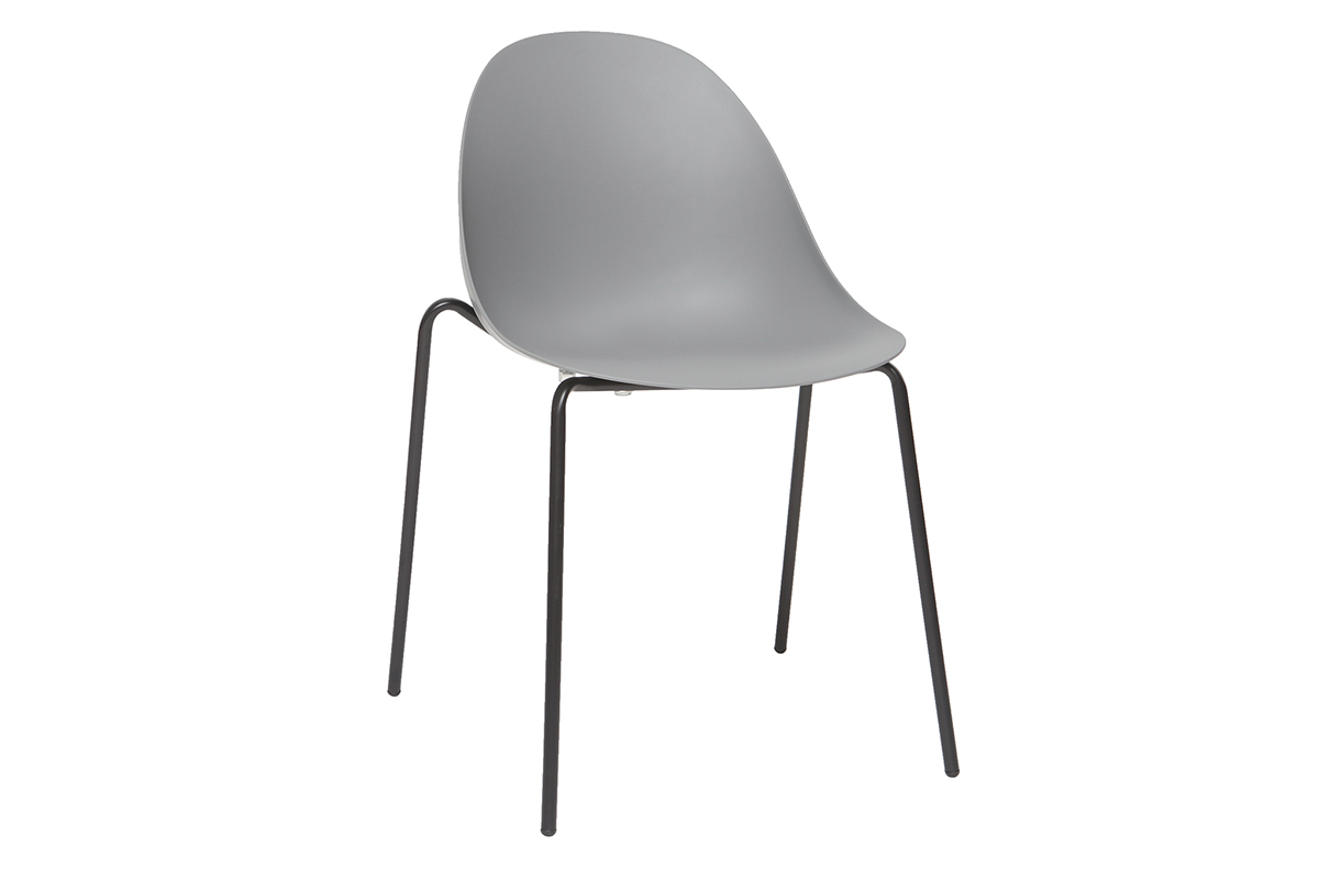 Sillas apilables modernas grises patas metal (lote de 2) CONCHA