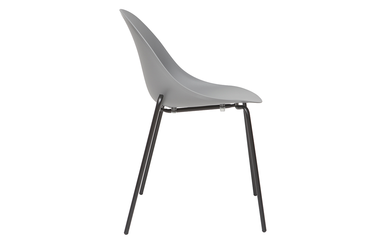 Sillas apilables modernas grises patas metal (lote de 2) CONCHA