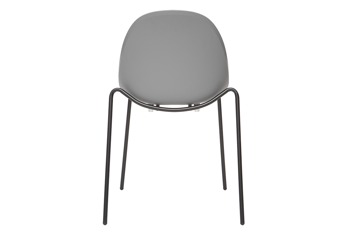 Sillas apilables modernas grises patas metal (lote de 2) CONCHA
