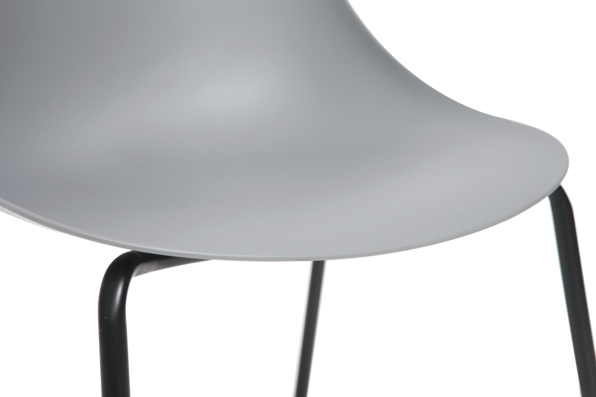 Sillas apilables modernas grises patas metal (lote de 2) CONCHA