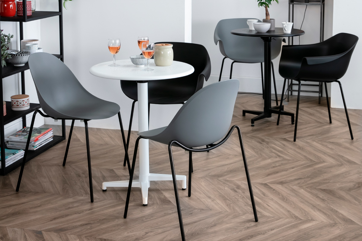 Sillas apilables modernas grises patas metal (lote de 2) CONCHA