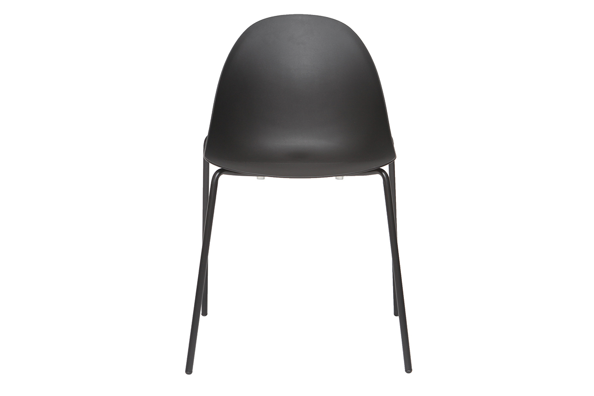 Sillas apilables modernas negras patas metal (lote de 2) CONCHA