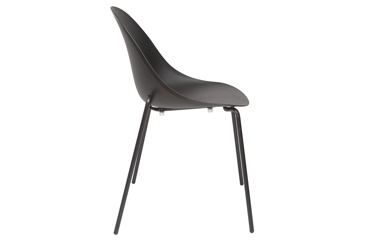 Sillas apilables modernas negras patas metal (lote de 2) CONCHA