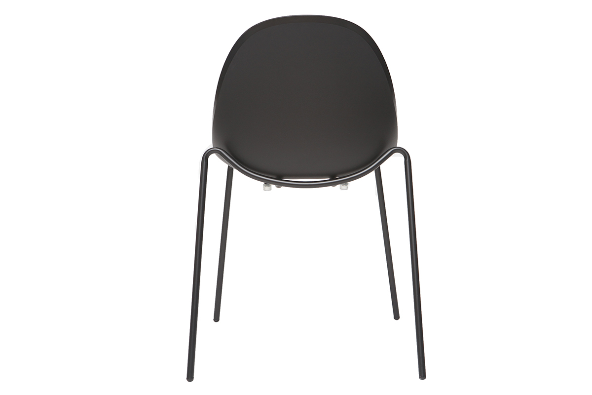 Sillas apilables modernas negras patas metal (lote de 2) CONCHA