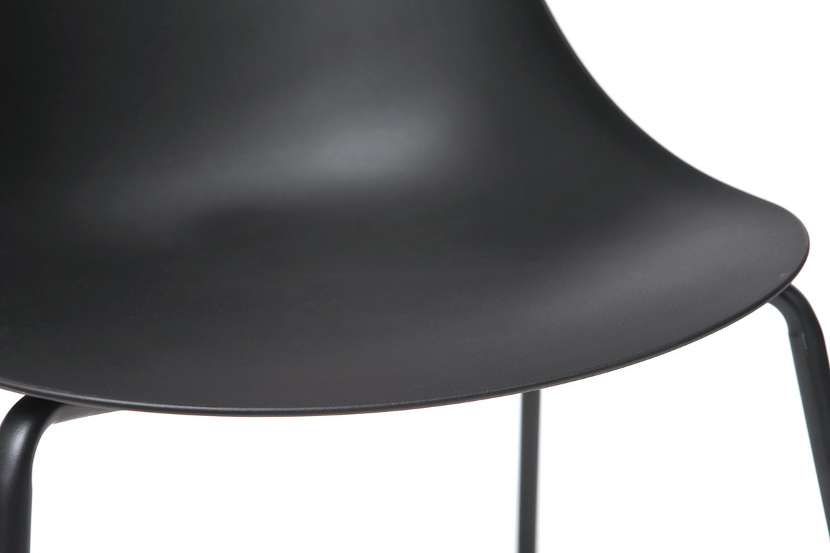 Sillas apilables modernas negras patas metal (lote de 2) CONCHA