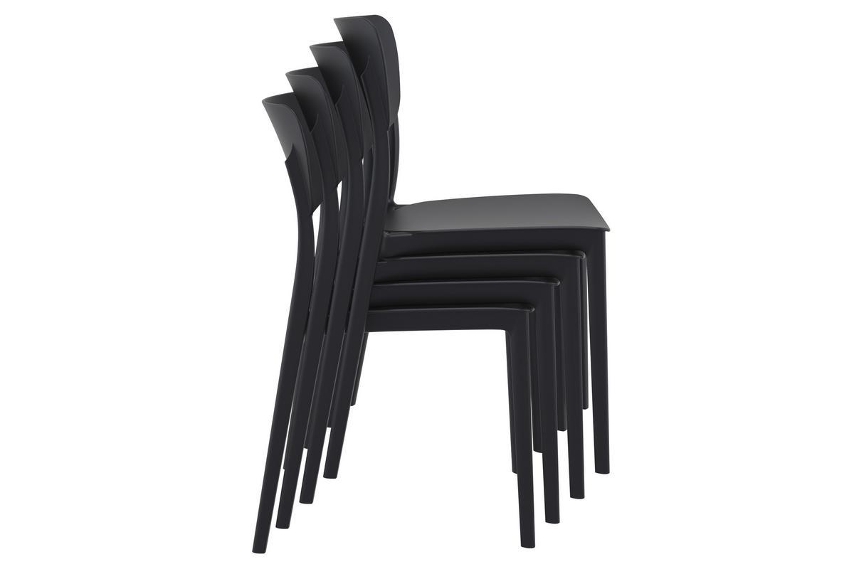Sillas apilables negras interior / exterior (lote de 4) COBB