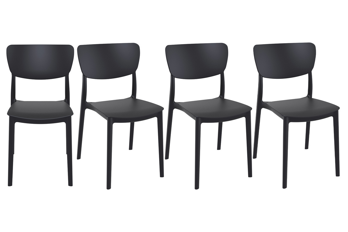 Sillas apilables negras interior / exterior (lote de 4) COBB