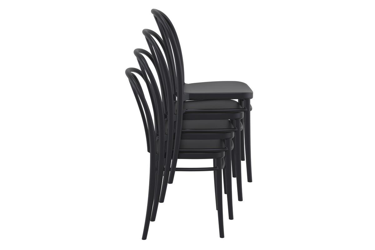 Sillas apilables negras interior / exterior (lote de 4) MATTY