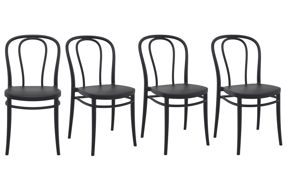 Sillas apilables negras interior / exterior (lote de 4) MATTY