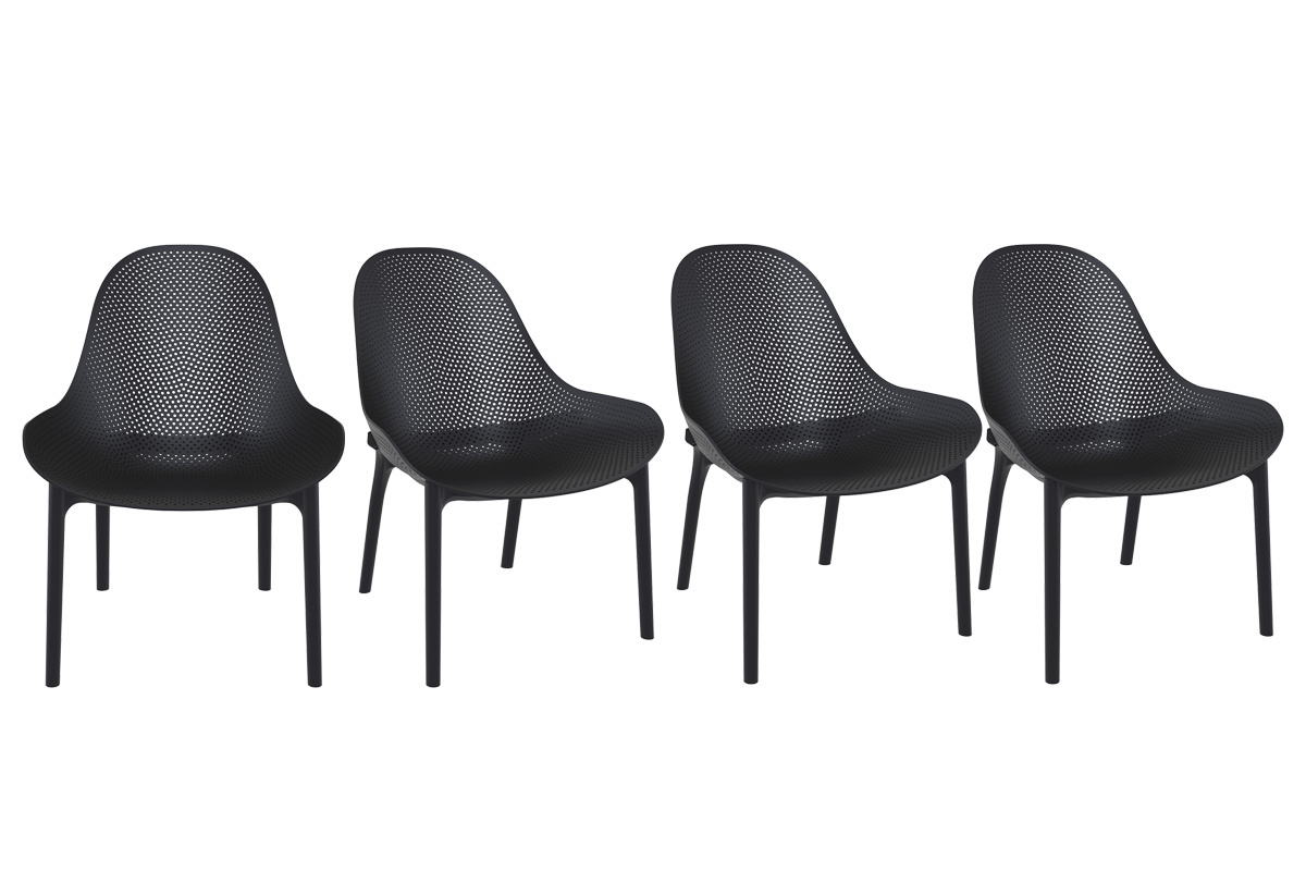 Sillas apilables negras interior / exterior (lote de 4) OSKOL