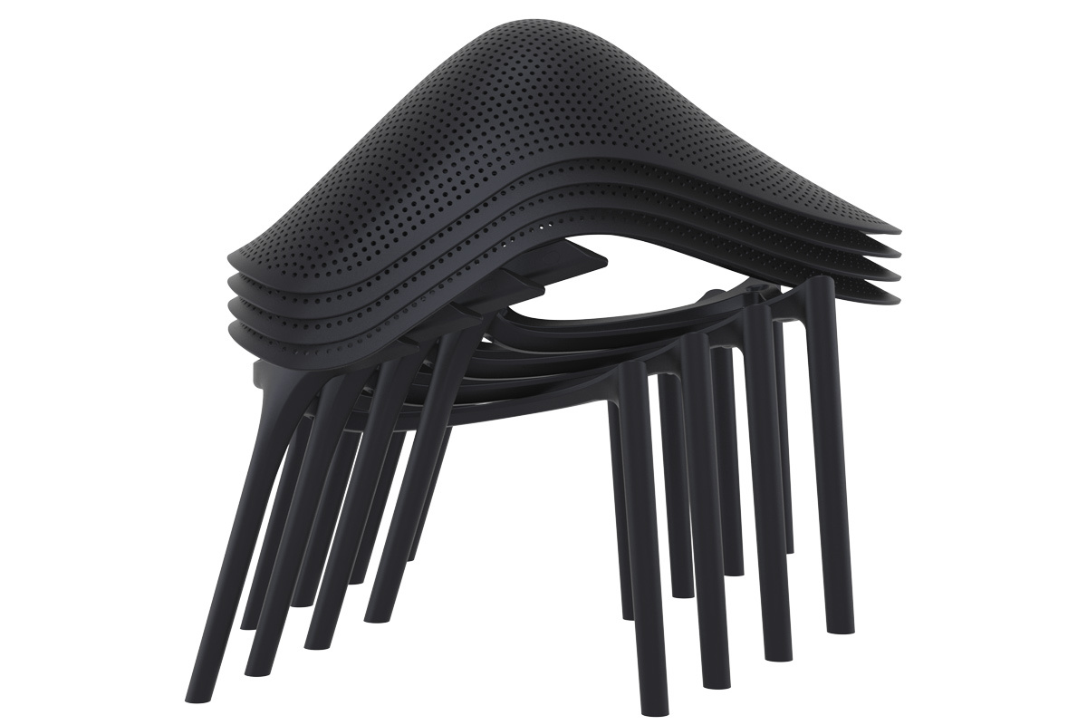 Sillas apilables negras interior / exterior (lote de 4) OSKOL