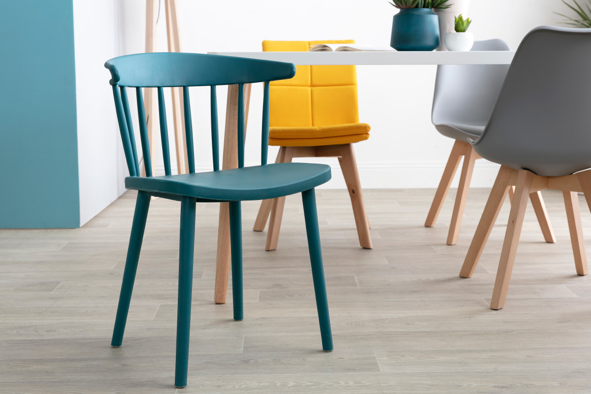 Sillas azul petrleo interior / exterior (lote de 2) HOLLY