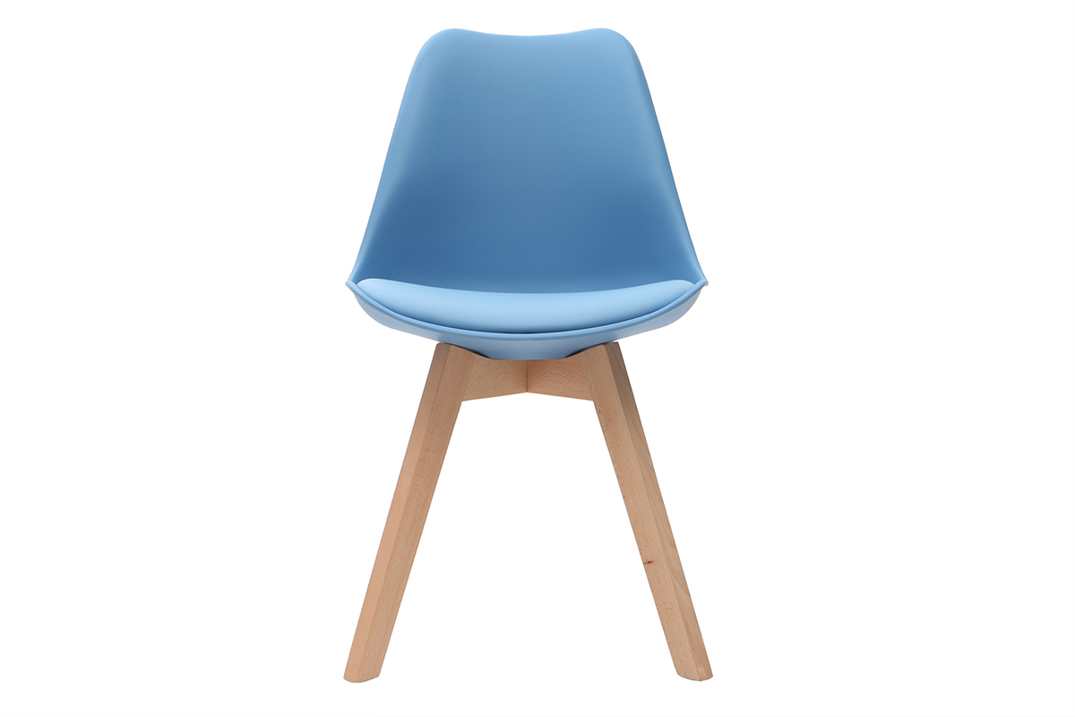 Sillas azules con patas madera clara (lote de 2) PAULINE