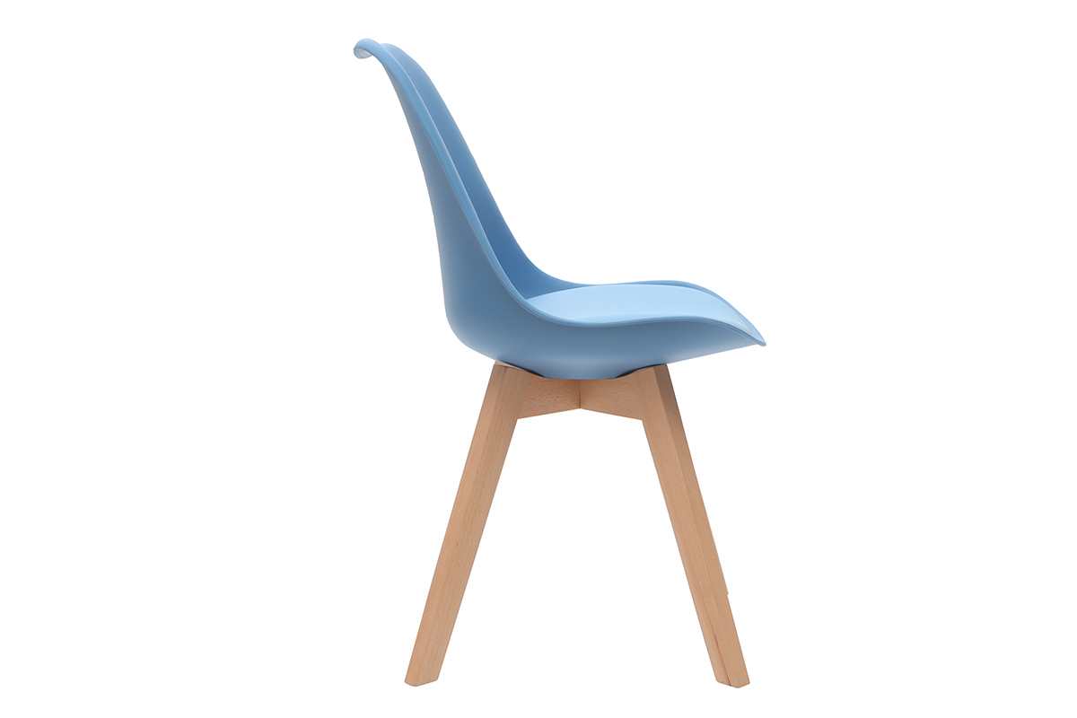 Sillas azules con patas madera clara (lote de 2) PAULINE