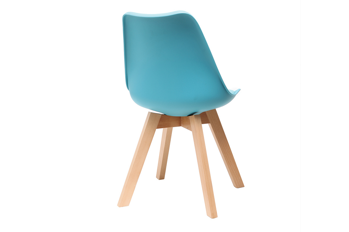 Sillas azules turquesa con patas madera clara (lote de 2) PAULINE