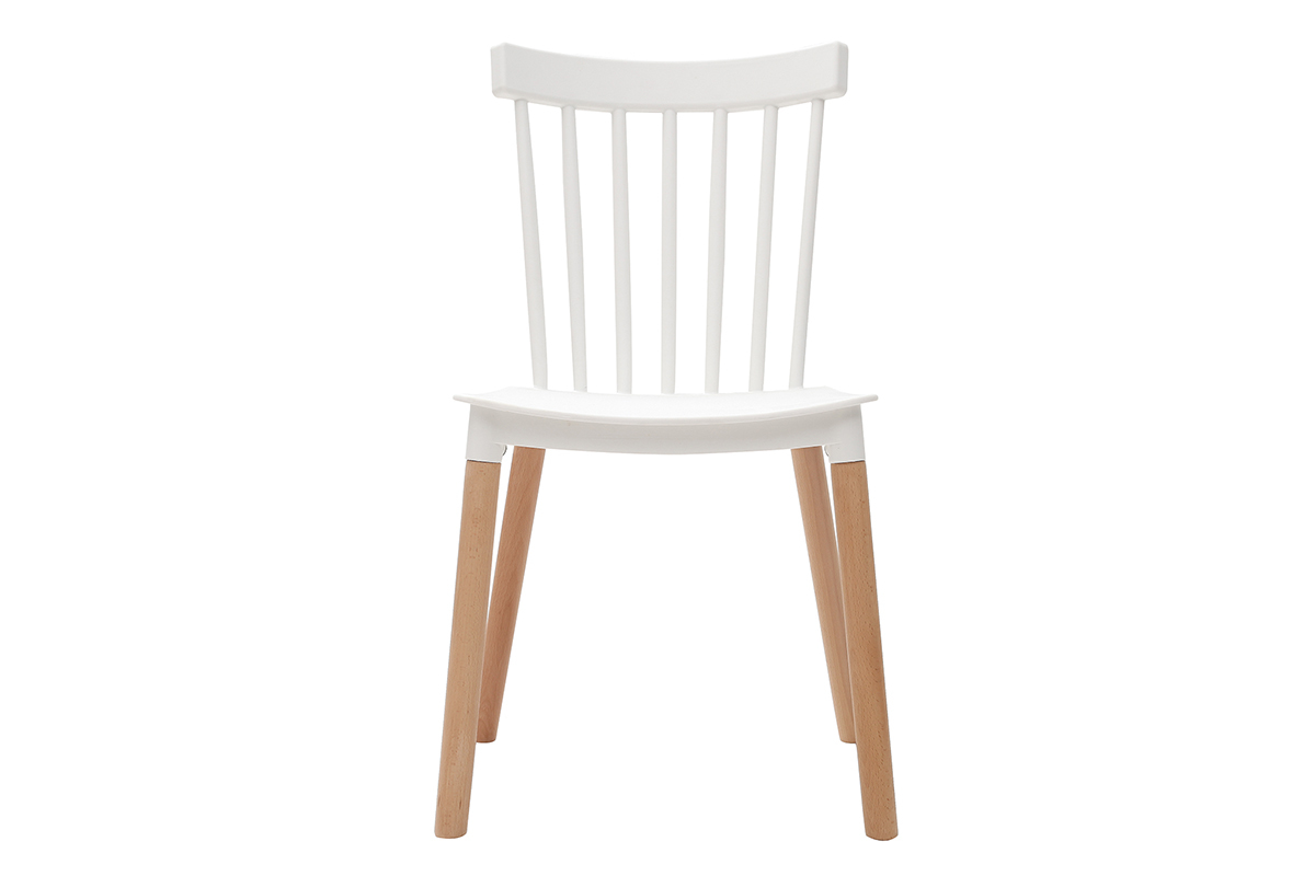 Sillas bicolores blanco y madera (lote de 2) GAMBO