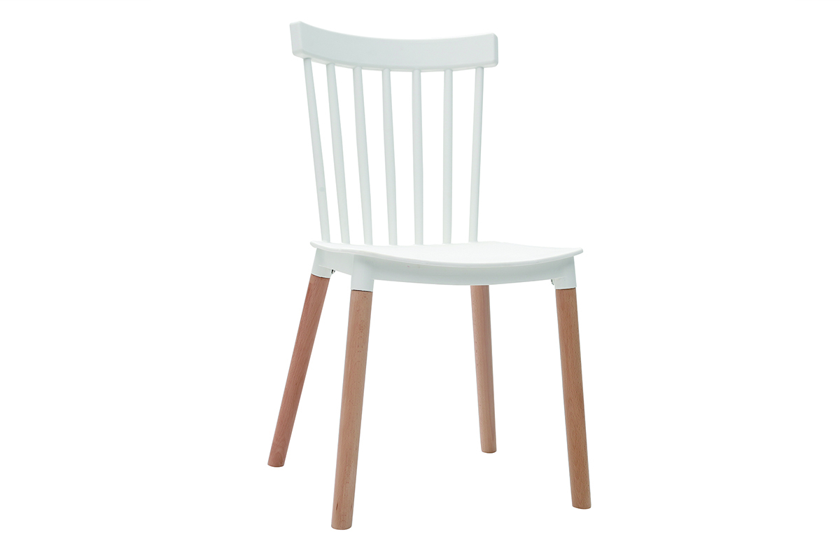 Sillas bicolores blanco y madera (lote de 2) GAMBO