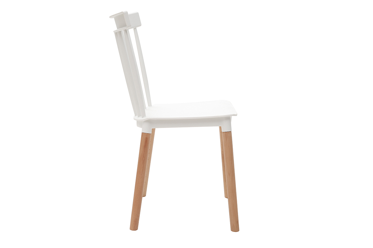 Sillas bicolores blanco y madera (lote de 2) GAMBO