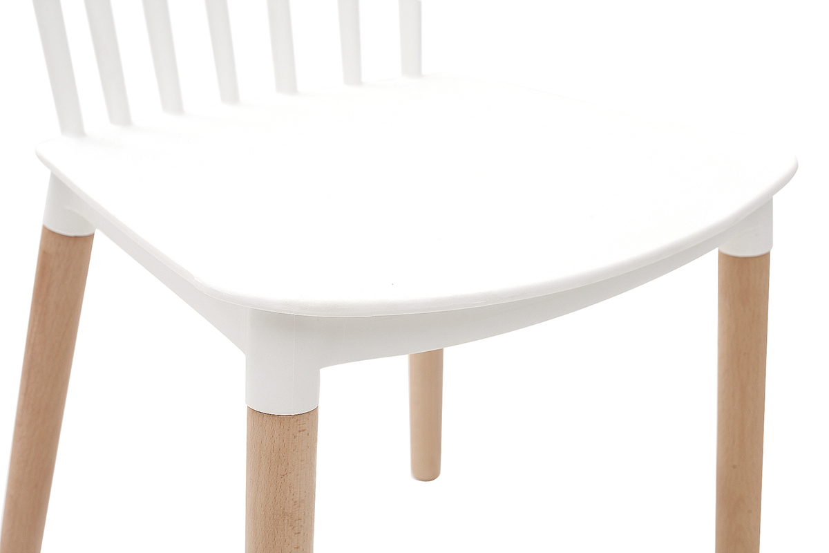 Sillas bicolores blanco y madera (lote de 2) GAMBO
