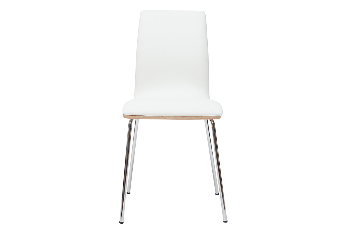 Sillas blanco y madera clara con patas metal (lote de 2) DELICACY