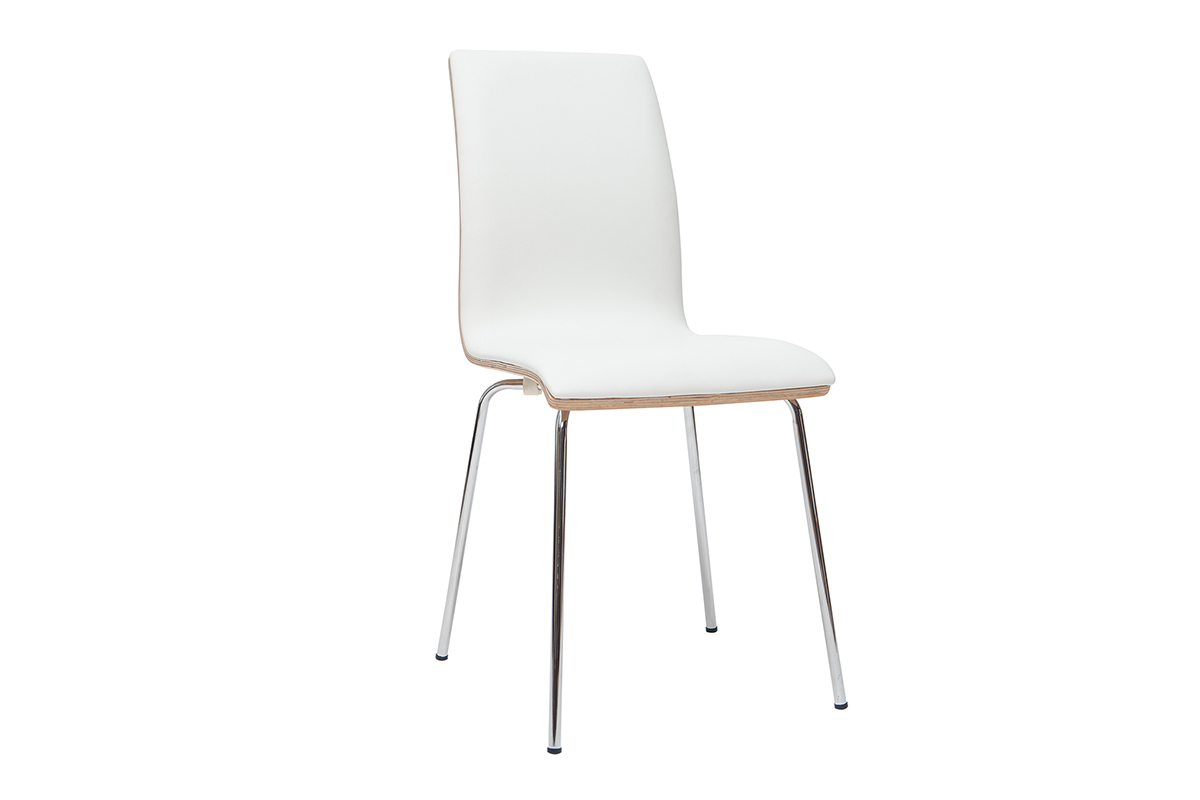 Sillas blanco y madera clara con patas metal (lote de 2) DELICACY