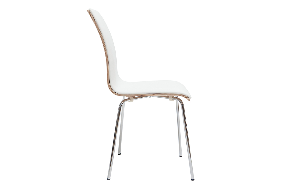 Sillas blanco y madera clara con patas metal (lote de 2) DELICACY