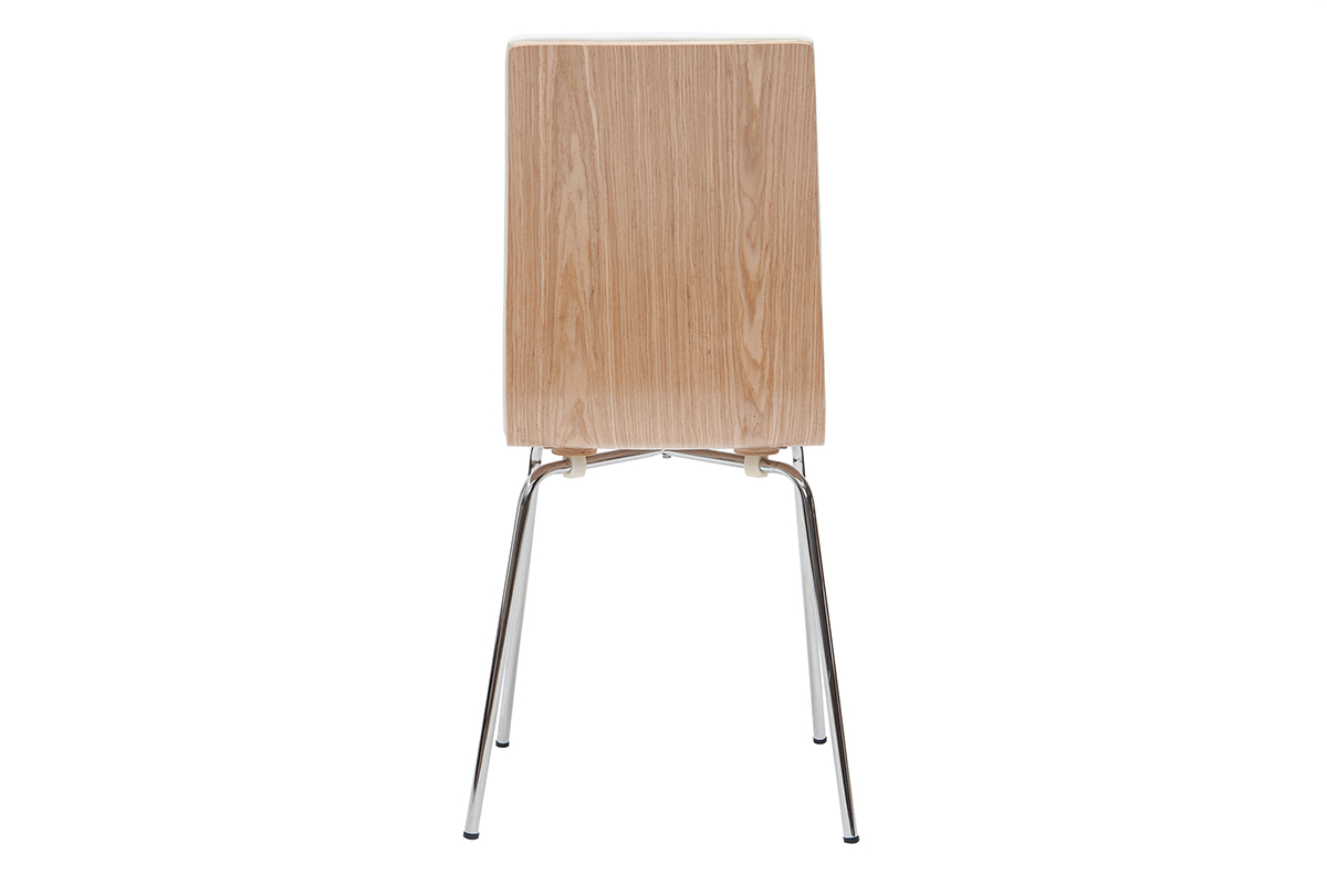 Sillas blanco y madera clara con patas metal (lote de 2) DELICACY