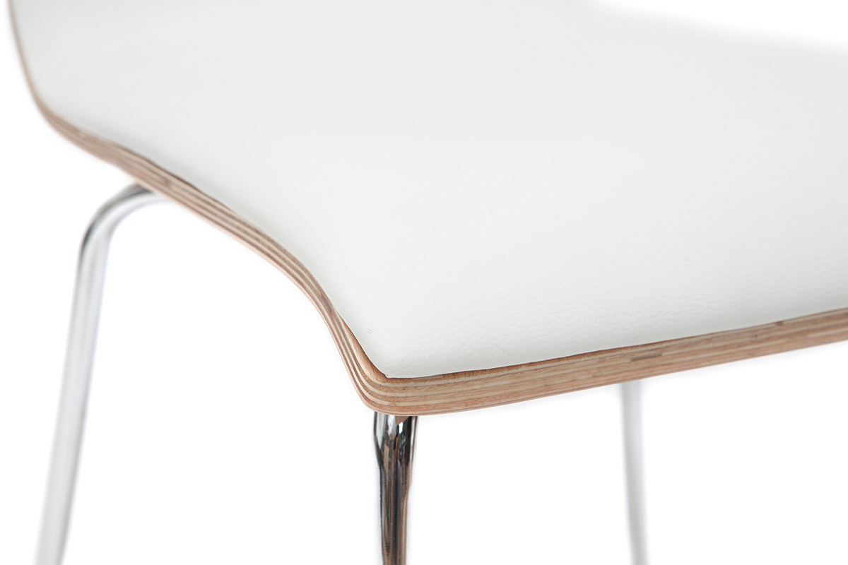 Sillas blanco y madera clara con patas metal (lote de 2) DELICACY